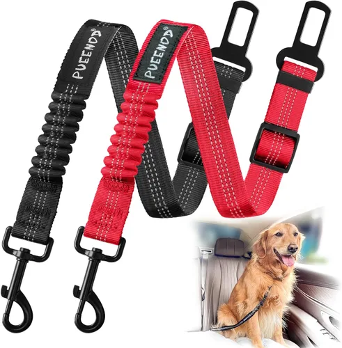 Miniatura 7 de 2 paquetes de cinturón de seguridad para perro ajustable para cinturón de seguridad de coche para vehículo, cinturón de seguridad de nailon