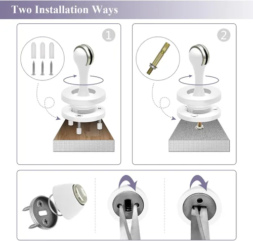 Miniatura 7 de Tope magnético de puerta, topes magnéticos blancos para puerta, soporte de pared para mantener la puerta abierta, de acero inoxidable, resistente