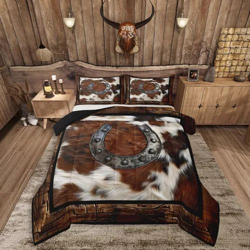 Miniatura 19 de Feelyou Juego de ropa de cama de vaca de las Highland para niños, edredón de ganado con girasol para niñas, adolescentes, juego de edredón