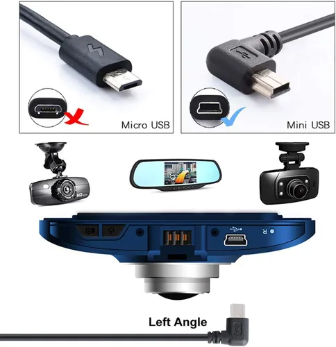 Miniatura 2 de Mini cable de alimentación USB de 90 grados en ángulo izquierdo (sin transferencia de datos) - USB 2.0 A-macho a Mini-B cable de alimentación