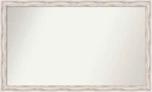 Miniatura 395 de Amanti Art Espejo de baño blanco para sobre el fregadero, 30 x 35 pulgadas, espejo de tocador rectangular estrecho de Eva de oro blanco, marco
