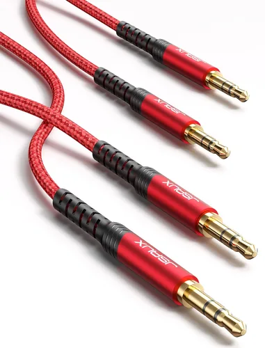 JSAUX Paquete de 2 cables auxiliares, [carcasa de cobre de 4 pies/3.9 ft, sonido de alta fidelidad] Cable auxiliar TRS de audio auxiliar TRS de