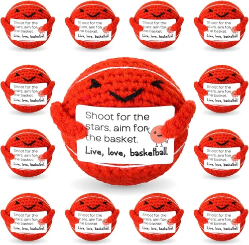 Miniatura 10 de 12 piezas de ganchillo para fiestas de tenis, pelota de tenis pequeña positiva a granel con tarjetas, regalos de equipo hechos a mano para mujeres
