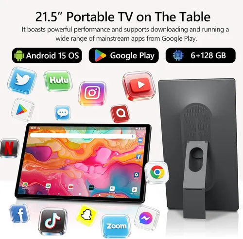 Miniatura 2 de OFD P02-Tableta de TV portátil de 21.5 pulgadas, pantalla táctil, monitor inteligente 1080P, Android 15,6+128GB ROM, TV portátil al aire libre