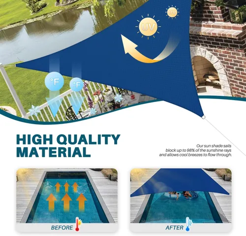 Miniatura 2 de Coarbor Toldo parasol triangular de 8 x 8 x 11 pies, para exteriores, patio, terraza, jardín (azul)