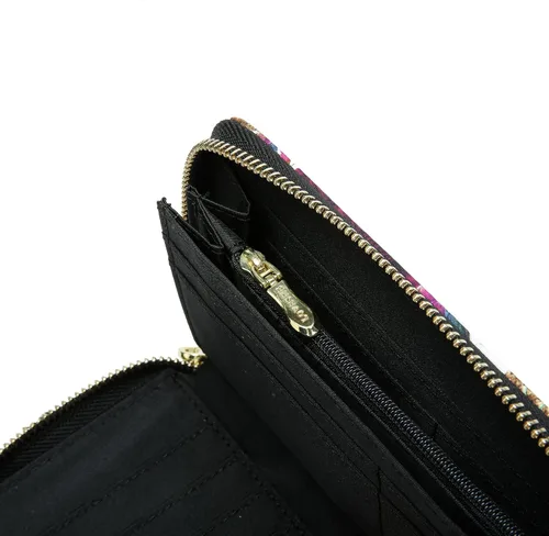 Miniatura 161 de Cartera de mano para mujer, estilo bohemio, con RFID, elegante, espaciosa con correa para viajes, capacidad para tarjetas, teléfono, dinero
