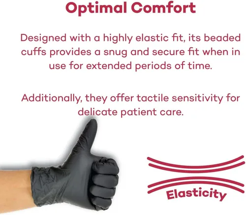Miniatura 5 de Dealmed Black Nitrile Exam Gloves – Disposable Multi-Purpose Use Medical Gloves Use for First Aid and Medical Facilities