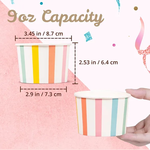Miniatura 4 de MATICAN Tazas de papel para helado, 100 unidades de 9 onzas, cuencos desechables de postre para alimentos fríos o calientes, suministros de fiesta