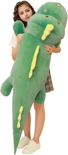 Miniatura 11 de Tianmihou Almohada corporal de dinosaurio gigante de 32 pulgadas, lindo animal de peluche largo de dinosaurio, juguete de peluche grande