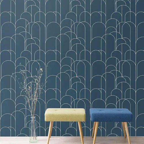 LXCREAT Papel tapiz azul despegar y pegar, papel tapiz geométrico moderno, 17.71 in X 118 in, papel de contacto autoadhesivo removible mate, fácil