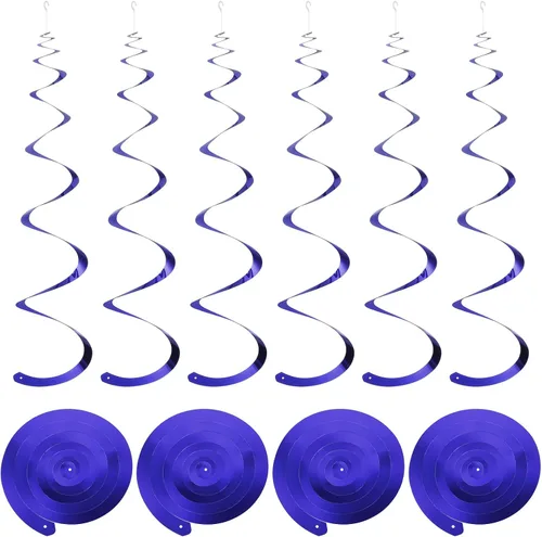 Miniatura 17 de MECCANIXITY 30 remolinos colgantes de fiesta negros de una sola tira para colgar decoraciones de 27.6 pulgadas, serpentinas colgantes de plástico
