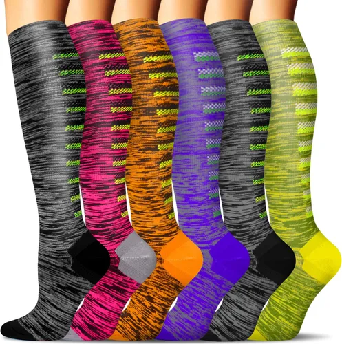 Miniatura 78 de SunFeeling - Calcetines de compresión para mujeres y hombres, 6 pares, brinda soporte a enfermeras, al correr, practicar atletismo y deportes