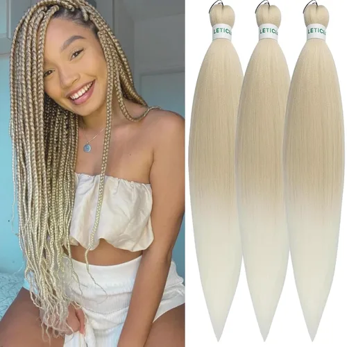 Miniatura 51 de Cabello estirado de fibra Kanekalon para trenzar con cabello humano, color oro rosado, 30 pulgadas
