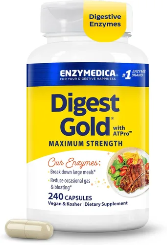 Miniatura 10 de Enzymedica - Digest Gold + ATPro - Enzimas de máxima potencia para la salud digestiva, descompone carbohidratos, grasas, fibra y proteínas