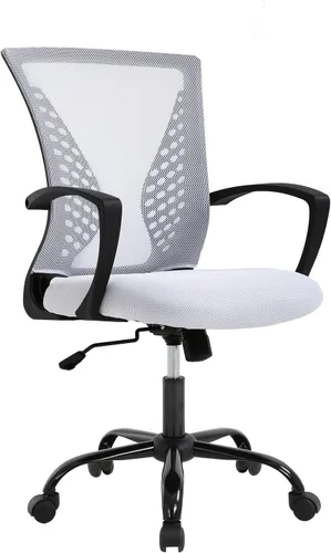 Miniatura 11 de PayLessHere Silla de oficina, silla de computadora, ergonómica, ajustable, malla ejecutiva, respaldo medio con ruedas giratorias de 360 grados, Gris