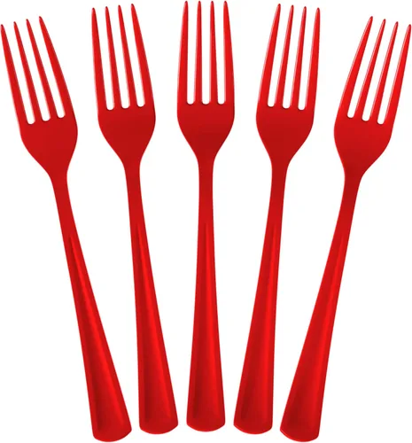 Miniatura 26 de Exquisite Tenedores de plástico morados, 50 piezas, tenedores morados, utensilios desechables, juego de cubiertos de plástico resistente
