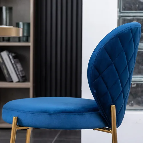 Miniatura 10 de Amoa - Juego de 2 patas de metal dorado contemporáneas con sillas de comedor tapizadas de terciopelo, color azul