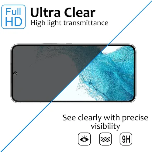 Miniatura 5 de Paquete de 3 + 3: 2 protectores de pantalla de privacidad y 1 transparente y 3 protectores de lente de cámara para Samsung Galaxy S22 5G de 6.1