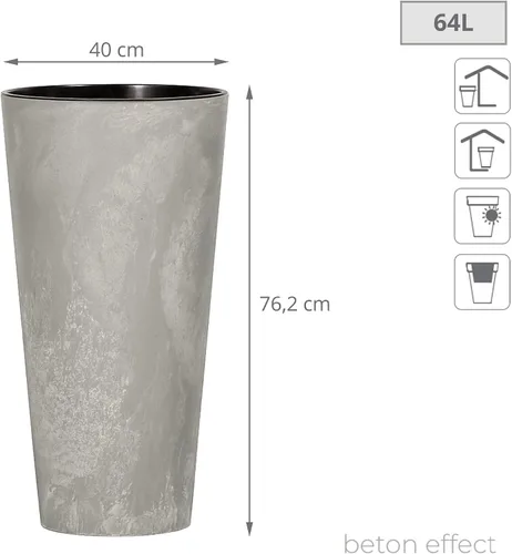 Miniatura 3 de Prosper Plast Tubus Slim Maceta, 15.7 x 30.0 in, hormigón, 15.7x15.7x30.0 in