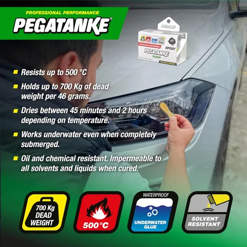 Miniatura 3 de PEGATANKE - Resina epoxi transparente de 2 partes Adhesivo profesional de soldadura en frío Pegamento de metal de alta resistencia para tanques