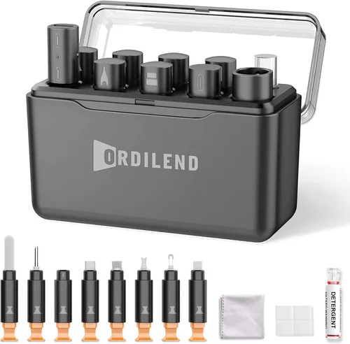 Miniatura 10 de Ordilend Kit de limpieza para iPhone para limpiador de puerto de carga, multiherramienta de reparación de limpiador de iPhone, cable Lightning, kit