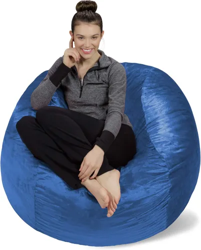 Miniatura 40 de Sofa Sack Funda para silla puff solamente, sin relleno, cómoda funda de repuesto para silla redonda, 5 pies, color carbón Carbón - Solo funda