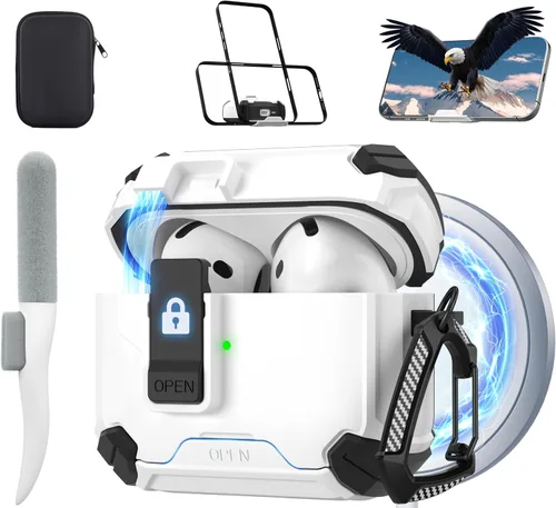 Miniatura 36 de Maxjoy Funda protectora para AirPods 4 2024, funda protectora para AirPods de 4ª generación con bloqueo automático, compatible con MagSafe, Verde