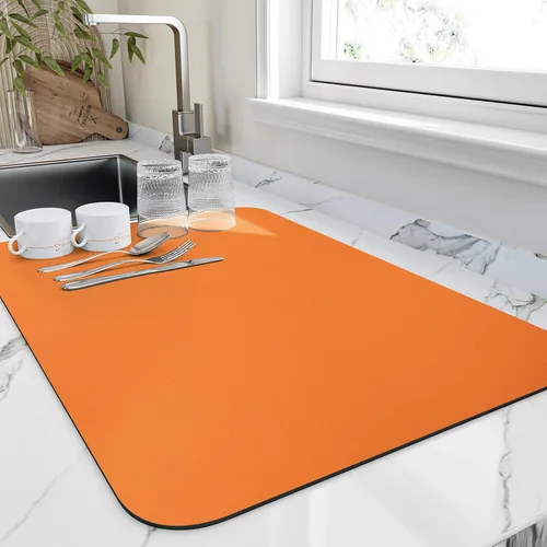 Miniatura 17 de HotLive Tapete de secado de platos para encimera de cocina, tapetes de drenaje resistentes al calor con respaldo de goma antideslizante, tapete
