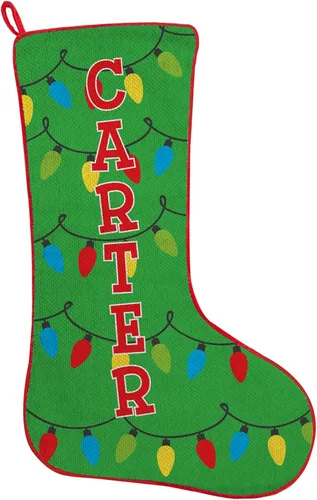 Let's Make Memories Calcetín de Navidad Personalizado - Personalizado con Tu Nombre - Colores Tradicionales de Fiestas - Calcetines para la Familia
