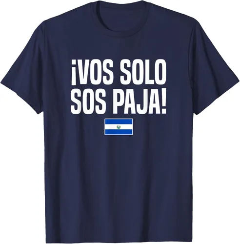Miniatura 74 de Camiseta Vos Solo Sos Paja Salvadoran Slang Bandera de El Salvador, Negro