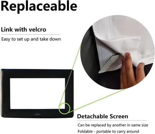 Miniatura 6 de Pantalla de proyector inflable de 12 pies para aire libre e interior, soplador de ver películas, amarres, estacas, bolsas de arena y bolsa de Negro
