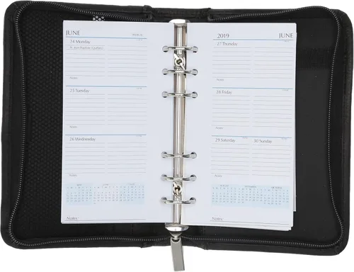 Miniatura 2 de David King & Co. Agenda de 6 anillos con cremallera de 5 x 8, color negro, Negro -, Agenda de 6 anillos con cremallera de 5 x 8, color negro