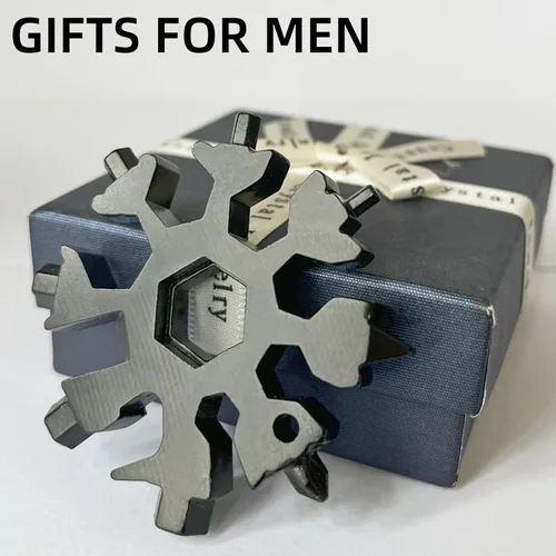 Miniatura 7 de Herramienta Multifuncional de Copo de Nieve 18 en 1, Rellenos de Calcetín para Hombres, Geniales Gadgets de Herramientas de Acampada para Hombres