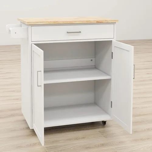 Miniatura 3 de BNSPLY Pequeña isla de cocina con ruedas con almacenamiento, carrito de isla de cocina rodante con cajón, armario de almacenamiento y encimera