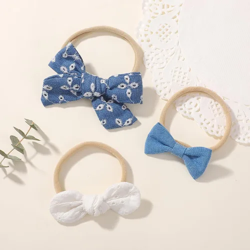 Miniatura 5 de doboi - 24 diademas de flores y lazos para bebés, niñas, recién nacidos, niños pequeños, cintas elásticas de nailon suaves, accesorios