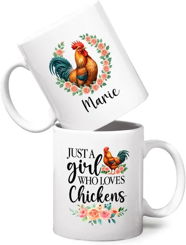 Taza personalizada con texto en inglés "Just A Girl Who Loves Chick", tazas de cerámica con nombre personalizado para amantes del pollo, regalos de