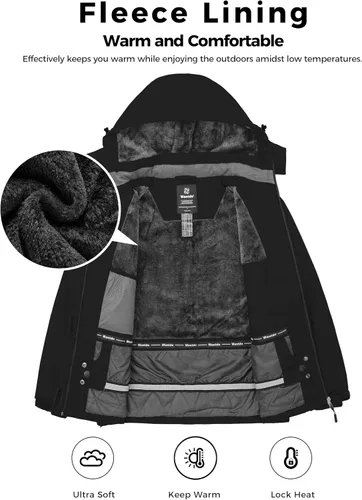 Miniatura 3 de Wantdo - Chaqueta de esquí impermeable para mujer, abrigo de invierno cálido y resistente al viento, abrigos de nieve