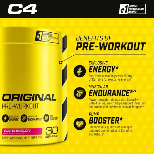 Miniatura 3 de Cellucor Original C4 - Paquete de creatina y preentrenamiento, sandía, 30 porciones + polvo de creatina Cor Performance, 72 porciones