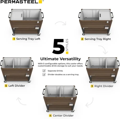 Miniatura 3 de Permasteel 80 Quart Party Cooler, Rolling Ice Chest with Wheels and Handles for Indoor Outdoor Patio