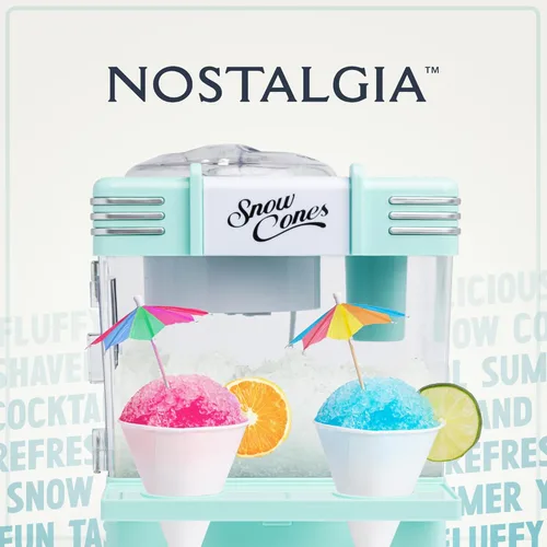 Miniatura 5 de Nostalgia Máquina de Hielo Raspado de Cono de Nieve - Máquina Retro de Mesa de Granizado que Hace 20 Golosinas Heladas - Incluye 2 Vasos de Plástico
