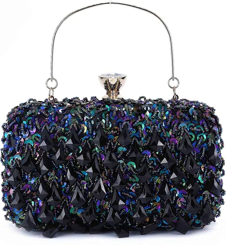 Miniatura 2 de UBORSE Bolsos de noche con lentejuelas brillantes y diamantes de imitación para mujer, estilo vintage, con cuentas de cristal, para cóctel, fiesta