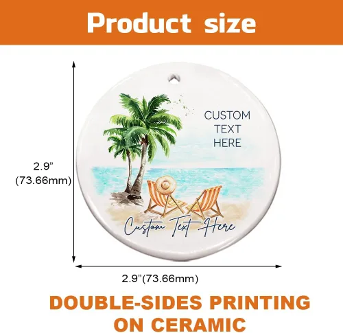 Miniatura 2 de Adorno de Navidad personalizado para parejas - Texto personalizado, lindo adorno de playa, vacación memorable, recuerdo de boda, casados en Hawái