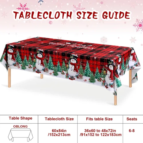 Miniatura 2 de WovWeave Mantel de Navidad de 60 x 84 pulgadas, mantel rectangular de tela de Navidad reutilizable para invierno, hogar, comedor, fiesta, picnic