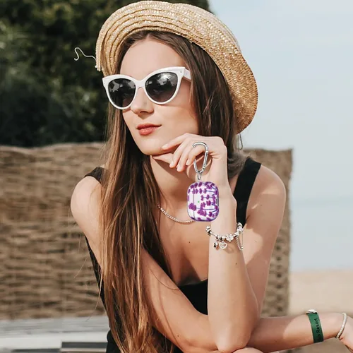 Miniatura 6 de QINGQING Funda protectora compatible con Airpods 3 (2021), diseño floral transparente con llavero Airpod de tercera generación, a prueba de golpes