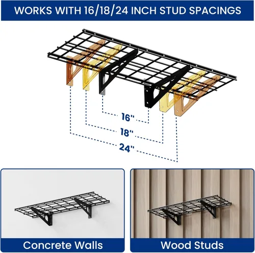 Miniatura 6 de FLEXIMOUNTS Estantería de garaje de 1 x 3 pies para montaje en pared, paquete de 1 estantería de pared de alta resistencia, soporta hasta 150