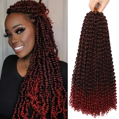 Miniatura 66 de Cabello Passion Twist de 30 pulgadas, cabello rubio de ondas de agua con ganchillo para mujeres, cabello rubio Passion Twist de ganchillo largo 27#
