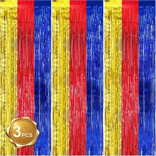 Miniatura 9 de BEISHIDA 4 Piezas de Serpentinas de Fiesta Negras y Naranjas con Flecos, Cortina de Telón de Fondo de Aluminio, Telón de Fondo de Oropel, Decoración