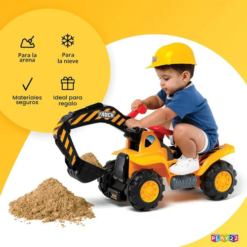 Miniatura 2 de Play22 - Tractores de juguete para niños en excavadora – Sonidos musicales de tractor incluye casco con rocas – Juego de simulación – Camión
