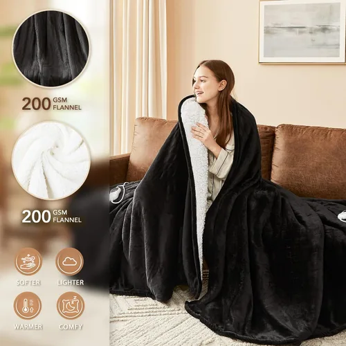 Miniatura 3 de Homemate Manta Eléctrica con Calefacción Twin Individual - 62"x84" Mantas de Cama con Calefacción Throw con 10 Niveles de Calefacción, 8 Horas