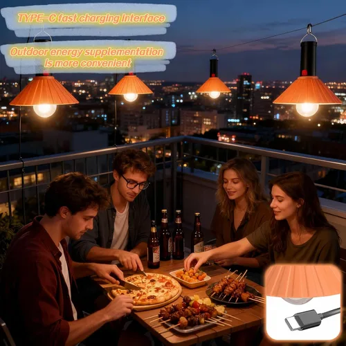 Miniatura 3 de Luz LED recargable para campamento, 3000 K blanco cálido, 3 modos de brillo, IPX6 impermeable, carga USB-C, gancho desmontable, luz portátil